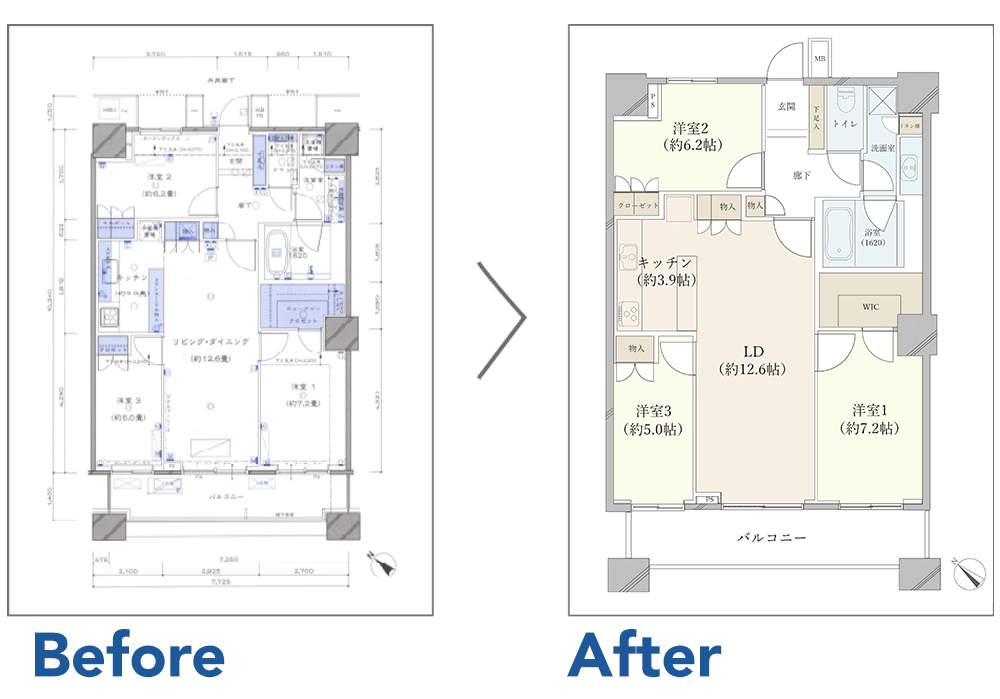 新築時の間取図から中古販売向けに作成された間取り図